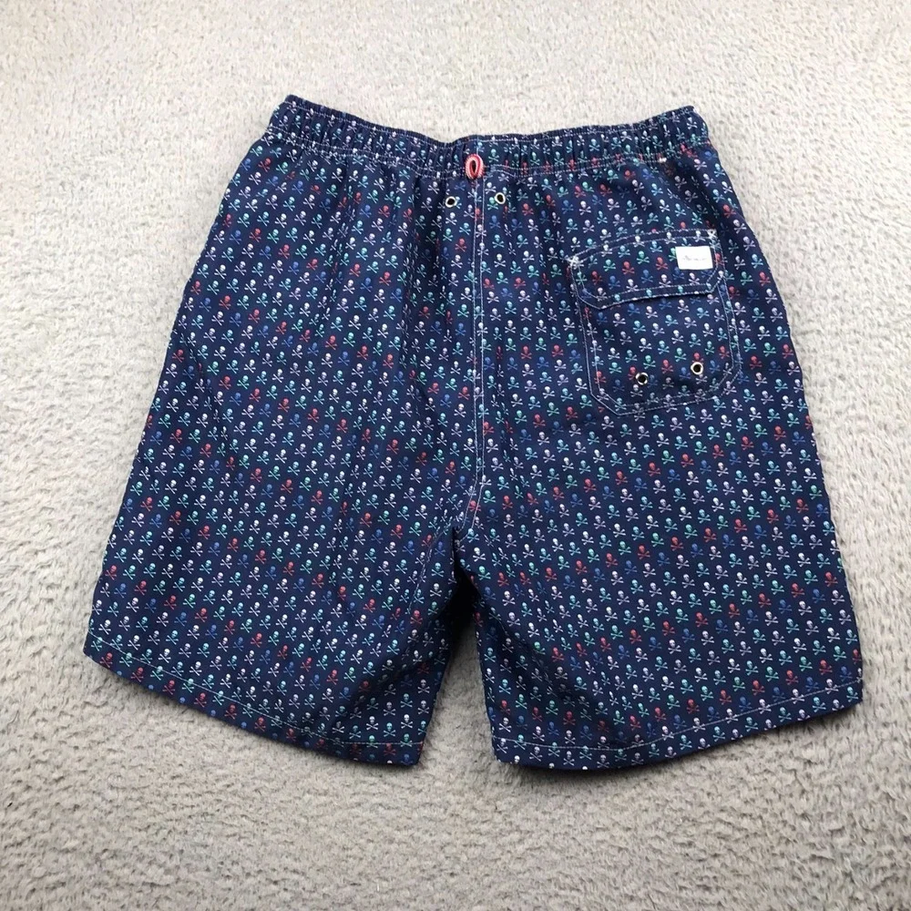 Peter Millar Sea Pirates Swim Trunks Mens L Navy Crossbones 7